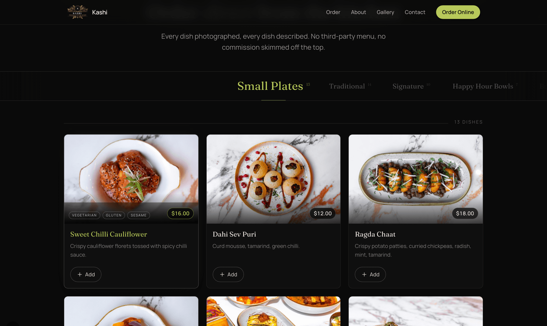 Built for Kashi, Brooklyn — the ordering page on a laptop.